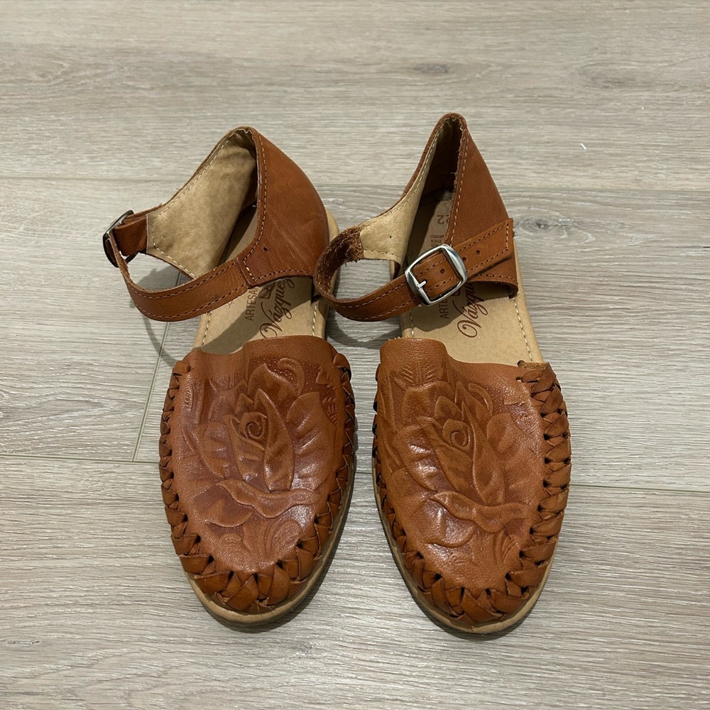 Brown Leather Girls Sandals